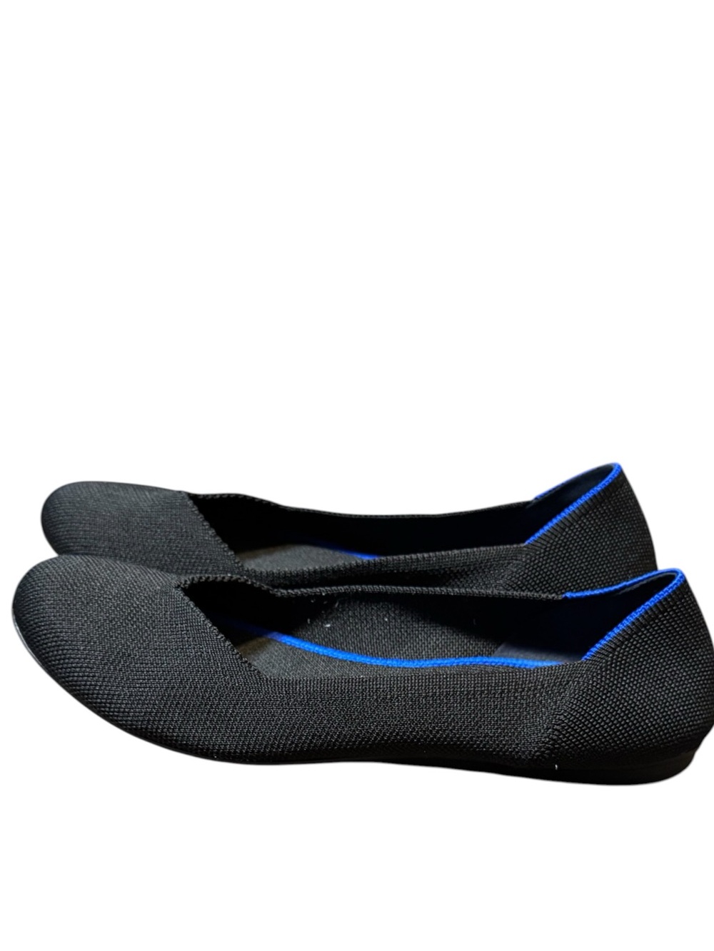 Classic Black Women's Ballet Flats with Blue Trim